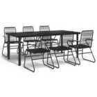vidaXL 7 Piece Garden Dining Set Black PVC Rattan