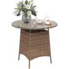Outsunny Patio Furniture Rattan Garden Table with Umbrella Hole, Brown