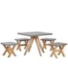Beliani Garden Dining Set With Stools 4 Seater Olbia Concrete Grey