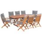 Beliani Garden Dining Set 8 Seater Maui With Cushions Acacia Wood Grey