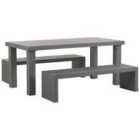 Beliani Garden Dining Set With Benches 4 Seater Taranto Concrete Grey