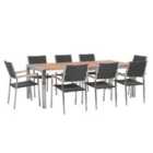 Beliani Garden Dining Set 8 Seater Grosseto Eucalyptus Wood Brown/ Black