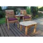 Samuel Alexander Hand Made Rustic Wooden Garden Furniture Twin Companion Set & Coffee Table