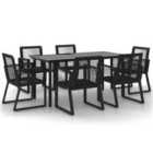 vidaXL 7 Piece Garden Dining Set Black PVC Rattan