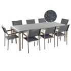 Beliani Garden Dining Set 8 Seater Grosseto Triple Plate Granite Polished Grey
