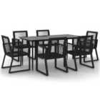 vidaXL 7 Piece Garden Dining Set Black PVC Rattan