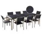 Beliani Garden Dining Set 8 Seater Grosseto Triple Plate Granite Polished Black