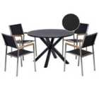 Beliani Garden Dining Set 4 Seater Maletto/Grosseto Metal Black