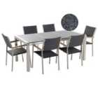 Beliani Garden Dining Set 6 Seater Grosseto Triple Plate Granite Polished Grey/ Black