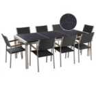Beliani Garden Dining Set 8 Seater Grosseto Triple Plate Granite Polished Black