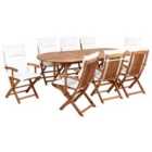 Beliani Garden Dining Set 8 Seater Maui Ii With Cushions Acacia Wood Off-white