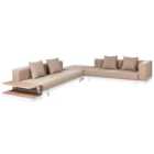 Beliani Garden Corner Sofa With Table 5 Seater Missanello Beige