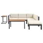 Beliani Garden Corner Sofa With Table 5 Seater Messina Left Hand Metal Beige