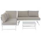 Beliani Garden Corner Sofa With Table 5 Seater Coccorino Metal Taupe