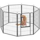 PawHut 8 Panels Heavy Duty Dog Playpen with Door Indoor Outdoor, 100cm High