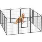 PawHut Dog Pen, 12 Panels Puppy Pen for Large Dogs, 100cm High, Black