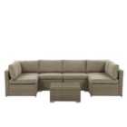 Beliani Garden Corner Sofa With Table 6 Seater Belvedere Pe Rattan Brown