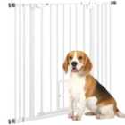 PawHut Extra Tall Dog Gate with Cat Door Auto Close for Stairs 74-101 cm Wide