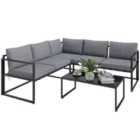 Outsunny 3 Piece L Shaped Garden Furniture Set with Cushions, Grey