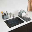 Recycled Washing Up Bowl, Sink Tidy & Compact Draining Rack Bundle - Grey