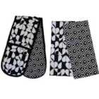 Beau & Elliot Set Of Monochrome Tea Towels & Double Sided Oven Gloves