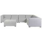 Beliani Garden Corner Sofa With Ottoman 7 Seater Arezzo Left Hand Modular Light Grey