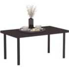 Outsunny Metal Garden Coffee Table with Woodgrain Tabletop, Brown