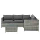 Beliani Garden Corner Sofa With Table 4 Seater Avola Left Hand Pe Rattan Grey