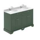 Old London Floor Standing 4 Door Vanity Unit With 1 Tap Hole Double Basin White Marble Top 1200Mm - Hunter Green
