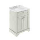 Old London Floor Standing 2 Door Vanity Unit With 3 Tap Hole White Marble Top 600Mm - Timeless Sand