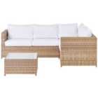 Beliani Garden Corner Sofa With Table 4 Seater Avola Left Hand Pe Rattan Off-white