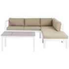 Beliani Garden Corner Sofa With Table 5 Seater Messina Left Hand Metal Sand Beige