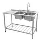 KUKoo Commercial Catering Sink Double Bowl / Left Hand Drainer