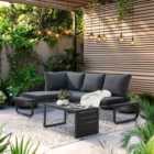 SUNJOY Outdoor Garden Corner Lounge Set 3-Piece Patio Furniture Set With Cushions