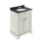 Old London Floor Standing 2 Door Vanity Unit With 3 Tap Hole Black Marble Top 600Mm - Timeless Sand
