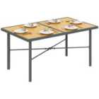 Outsunny Garden Table for 6, Outdoor Dining Table with 5cm Umbrella Hole