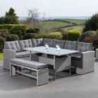 Artemis Home Piana Grey Outdoor Rattan Corner Sofa with Table and Bench