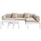 Beliani Garden Corner Sofa With Table 5 Seater Rasiglia Left Hand Metal Beige