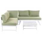 Beliani Garden Corner Sofa With Table 5 Seater Coccorino Metal Green
