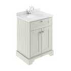 Old London Floor Standing 2 Door Vanity Unit With 1 Tap Hole White Marble Top 600Mm - Timeless Sand
