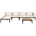 Beliani Garden Corner Sofa With Table 4 Seater Bracciano Right Hand Certified Acacia Wood Light Beige
