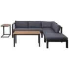 Beliani Garden Corner Sofa With Table 5 Seater Messina Left Hand Metal Black