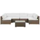 Beliani Garden Corner Sofa With Table 6 Seater Belvedere Pe Rattan White