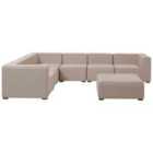 Beliani Garden Corner Sofa With Ottoman 7 Seater Arezzo Right Hand Modular Beige