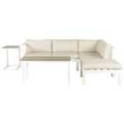 Beliani Garden Corner Sofa With Table 5 Seater Messina Left Hand Metal Beige