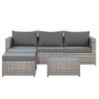 Beliani Garden Corner Sofa With Table 5 Seater Sabbia Left Hand Modular Pe Rattan Light Grey