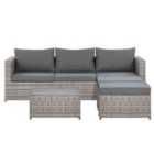 Beliani Garden Corner Sofa With Table 5 Seater Sabbia Right Hand Modular Pe Rattan Light Grey