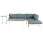 Beliani Garden Corner Sofa With Table 5 Seater Messina Left Hand Metal Green