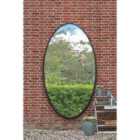 MirrorOutlet The Ovale - Black Metal Framed Oval Garden Wall Mirror 79'' x 44''