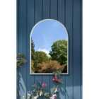 MirrorOutlet The Arcus - White Metal Framed Arched Garden Wall Mirror 39'' x 27''